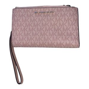 Michael Kors Jet Set Travel Signature Logo Double Zip Wristlet
